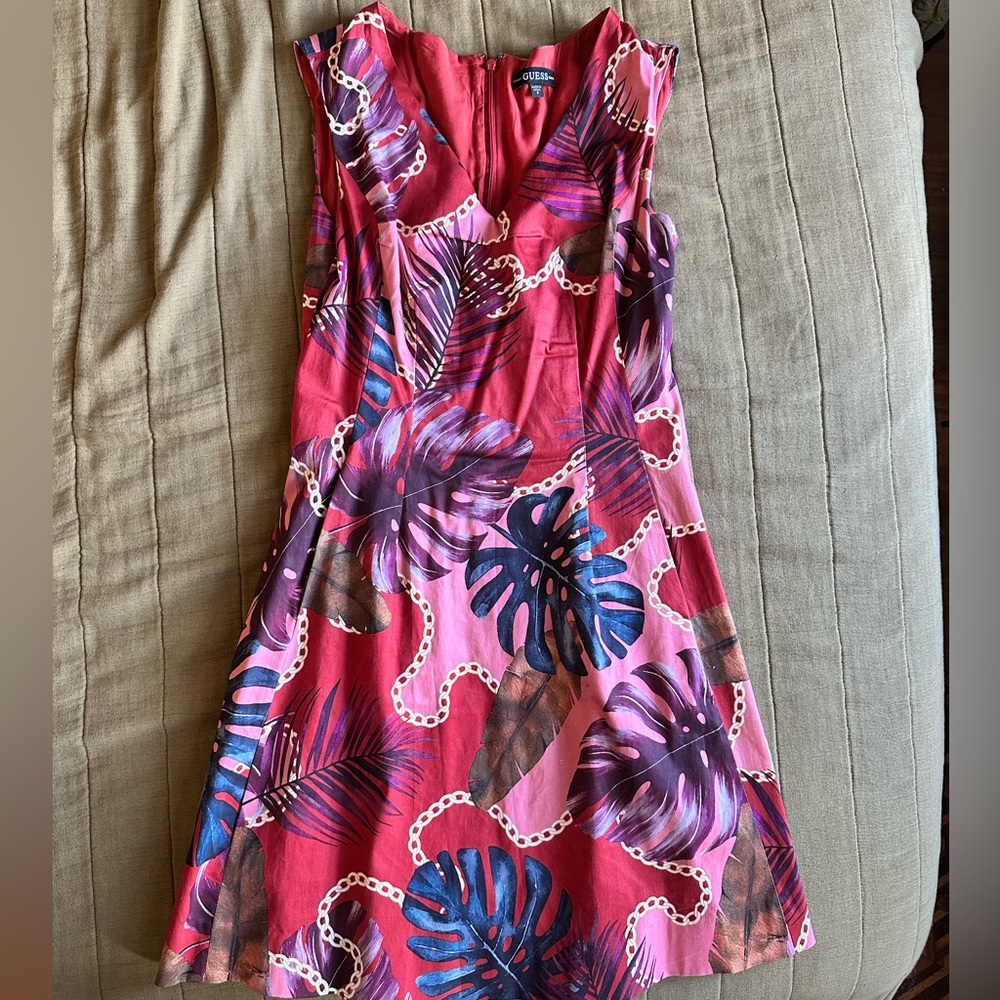 Guess Red Fit Flare Dress Size small